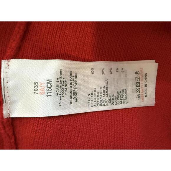 Jacadi Paris Girls Red Knit Sweater – Size 6 (116cm) - Picture 6 of 6